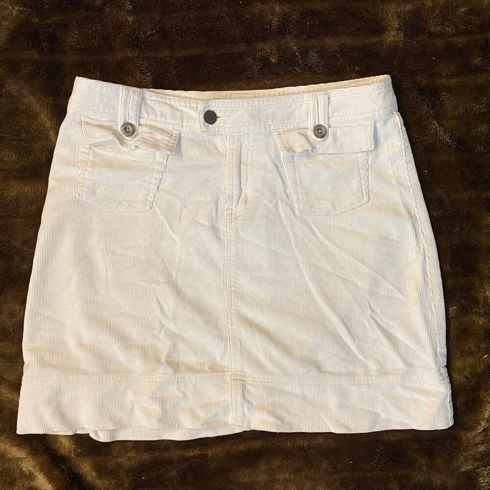 Patagonia 4 White Stretch Cotton‎ Corduroy Mini Skirt